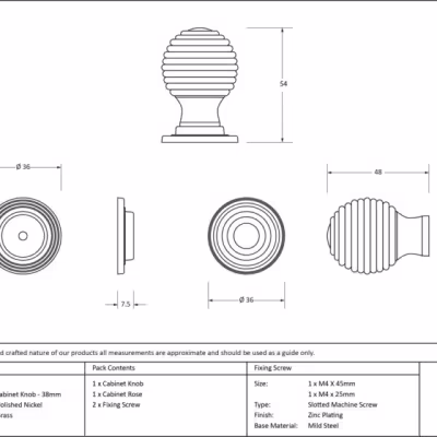 Ebony and PN Beehive Cabinet Knob 38mm - Image 3