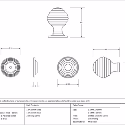 Rosewood and PN Beehive Cabinet Knob 35mm - Image 3