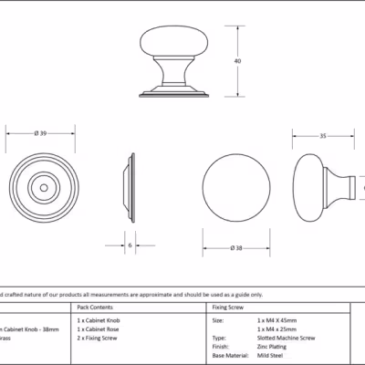 Polished Brass Mushroom Cabinet Knob 38mm - Image 3