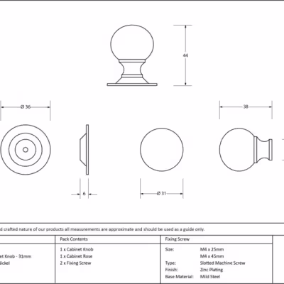 Polished Nickel Ball Cabinet Knob 31mm - Image 3
