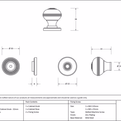 Aged Brass Prestbury Cabinet Knob 32mm - Image 3