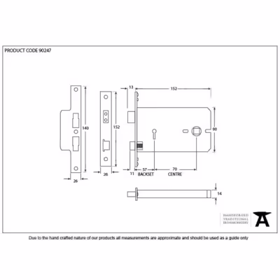 Black 6" Horizontal 5 Lever Sash Lock - Image 2