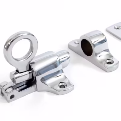 Polished Chrome Fanlight Catch + Two Keeps