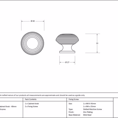 Polished Chrome Beehive Cabinet Knob 40mm - Image 3