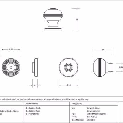 Aged Bronze Prestbury Cabinet Knob 32mm - Image 3