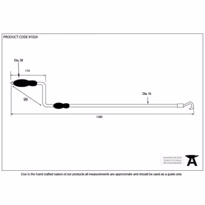 Lacquered Brass 1-2m Telescopic Window Winder - Image 3