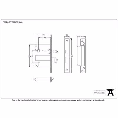 Black 3" 5 Lever BS Sash Lock - Image 2