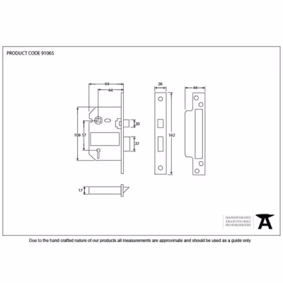 Black 2½" 5 Lever BS Sash Lock KA - Image 3