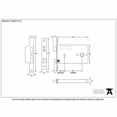 Black 5" Horizontal 3 Lever Sash Lock - Image 3