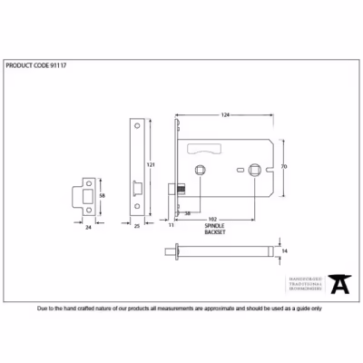 Black 5" Horizontal Bathroom Lock - Image 3