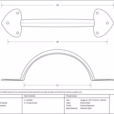 External Beeswax 8" Gothic D Handle - Image 3