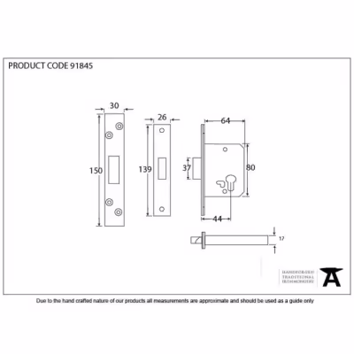Black 2½" Euro Profile Dead Lock - Image 2