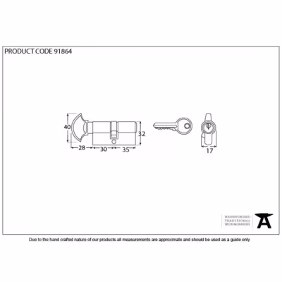 Black 30T/35 6pin Euro Cylinder/Thumbturn - Image 3