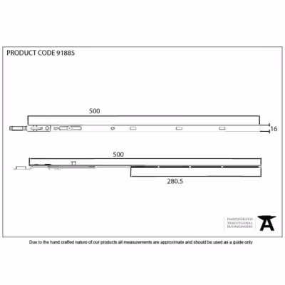 BZP 500mm Extension Piece for Espag Door Locks - Image 3