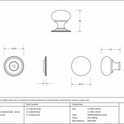 Polished Bronze Mushroom Cabinet Knob 32mm - Image 3