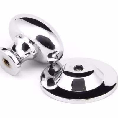 Polished Chrome Oval Cabinet Knob 33mm - Image 3
