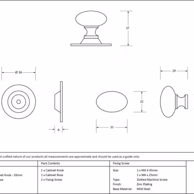 Aged Bronze Oval Cabinet Knob 33mm - Image 4