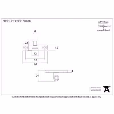 Aged Brass Cranked Stay Pin - Image 3