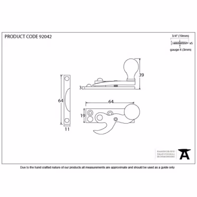 Aged Brass Prestbury Sash Hook Fastener - Image 3