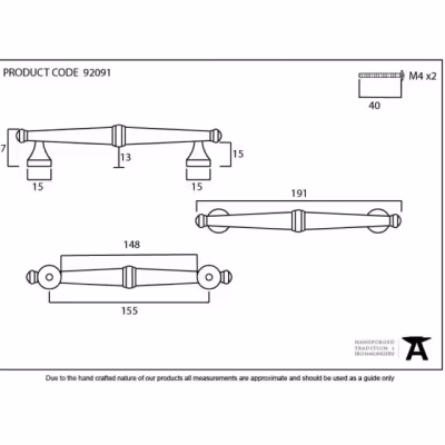 Aged Brass Regency Pull Handle - Medium - Image 3