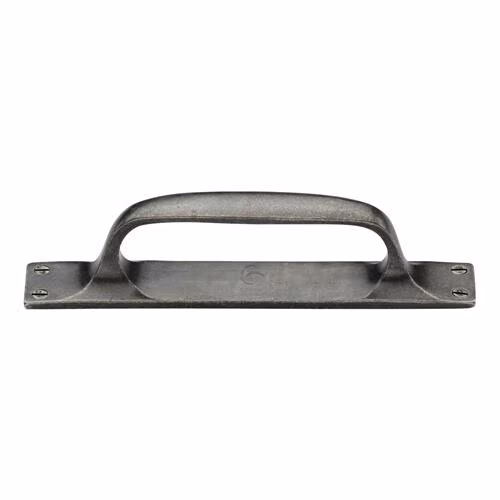 Rustic Pewter Cabinet Pull Handle on Plate