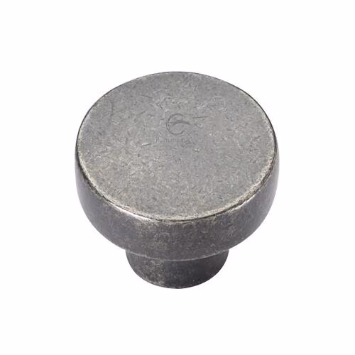 Rustic Pewter Round Disc Cabinet Knob