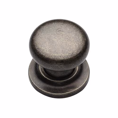 Rustic Pewter Round Cabinet Knob on Rose