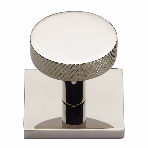 Knurled Disc Cabinet Knob with Square Backplate