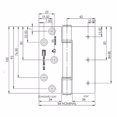 H103-P Hi-Load Partition Butt Hinge