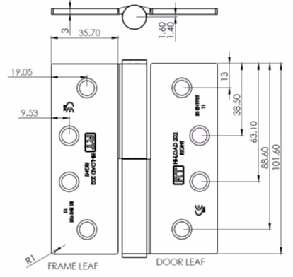 H202-LR/RR Hi-Load Two Knuckle Lift-Off Hinge