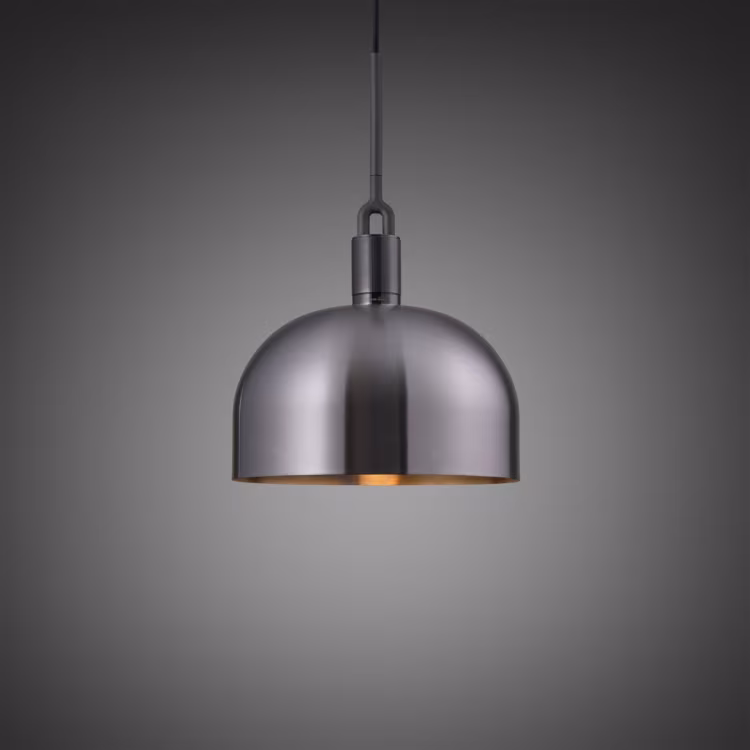 UK Forked Pendant / Gun Metal / Large Gun Metal shade / Puck Bulb