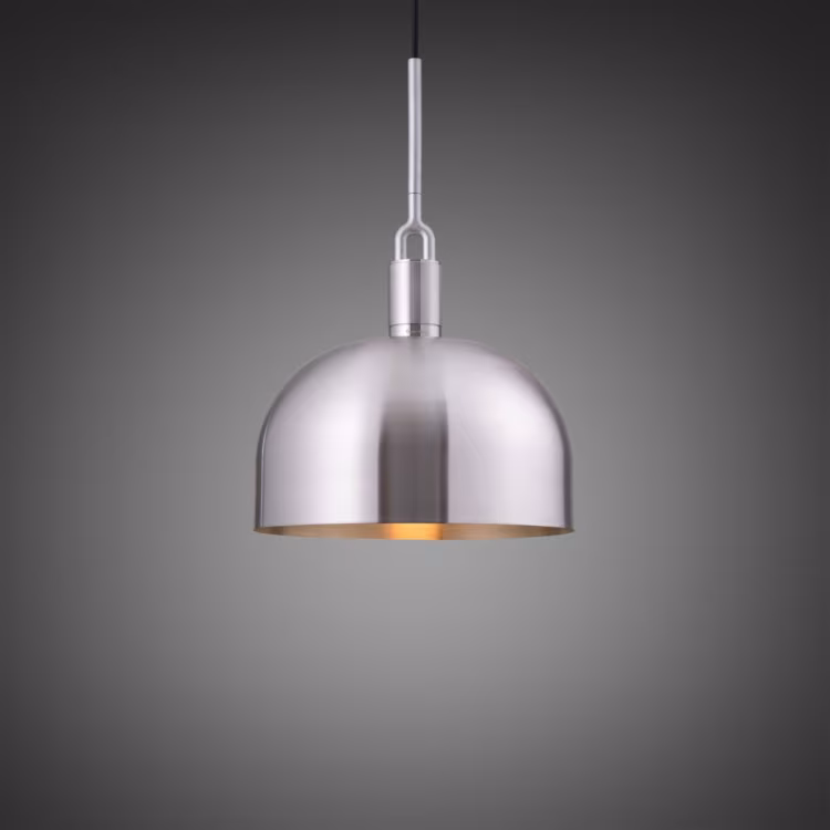 Forked Pendant / Steel / Large Steel shade / Puck Bulb