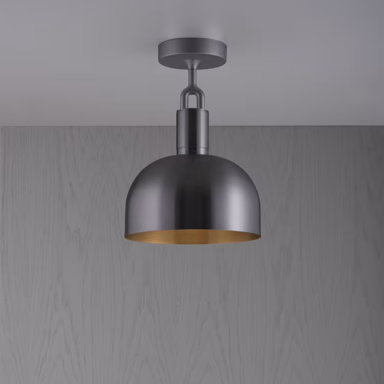Forked Ceiling / Gun Metal / Large Gun Metal shade / Puck Bulb