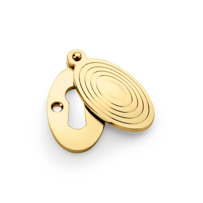 Standard Key Profile Ellipse Escutcheon with Christoph Design Cover – Unlacquered Brass
