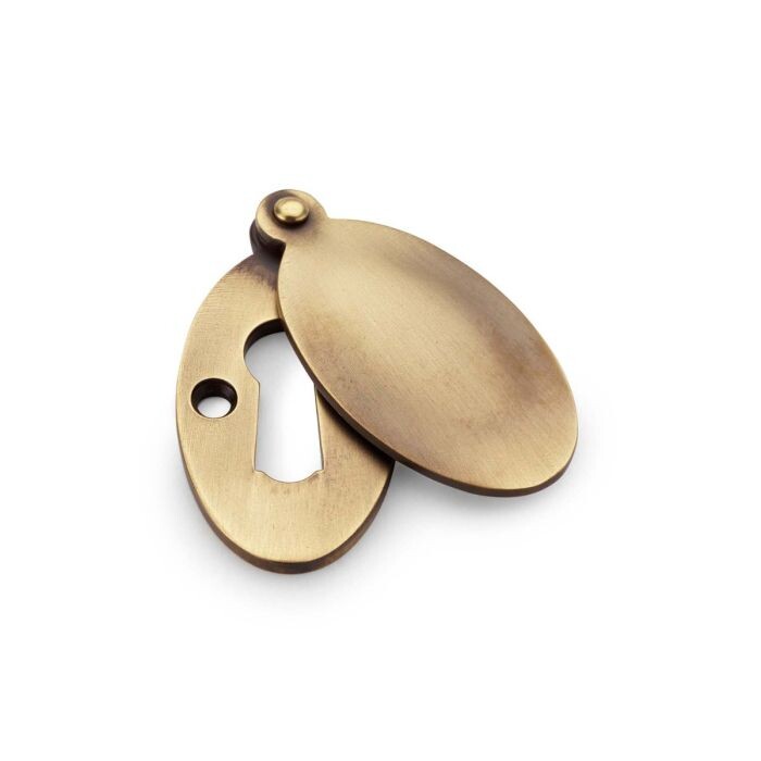 Standard Key Profile Ellipse Escutcheon with Harris Design Cover – Antique Brass