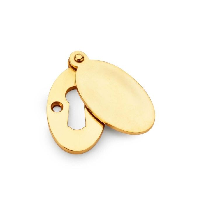 Standard Key Profile Ellipse Escutcheon with Harris Design Cover – Unlacquered Brass