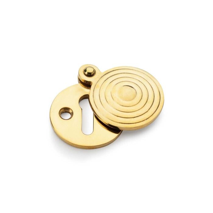 Standard Key Profile Round Escutcheon with Christoph Design Cover – Unlaquered Brass