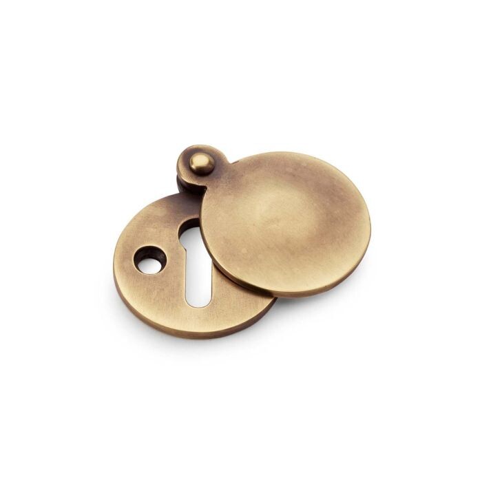 Standard Key Profile Round Escutcheon with Harris Design Cover – Antique Brass