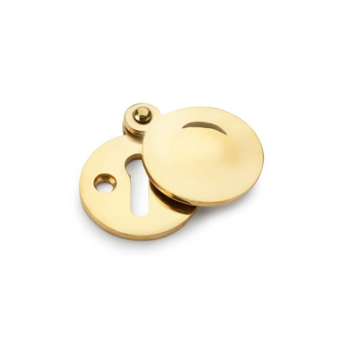 Standard Key Profile Round Escutcheon with Harris Design Cover – Unlaquered Brass