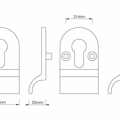 Cylinder Pull - Euro Profile, Back to Back Fixing - Image 2