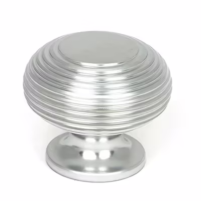 Satin Chrome Beehive Cabinet Knob 40mm