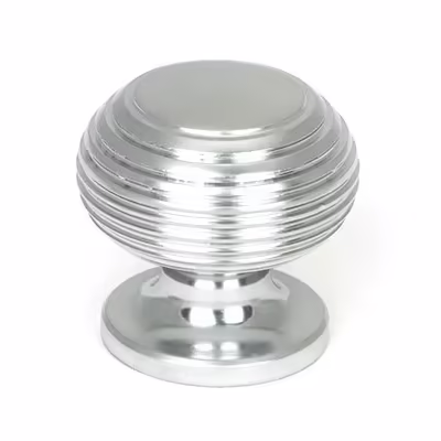 Satin Chrome Beehive Cabinet Knob 30mm
