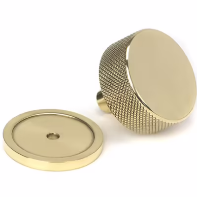 Polished Brass Brompton Cabinet Knob - 38mm (Plain) - Image 3