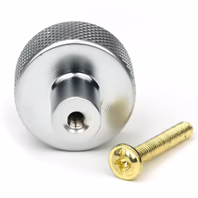 Satin Chrome Brompton Cabinet Knob - 25mm (No rose) - Image 3