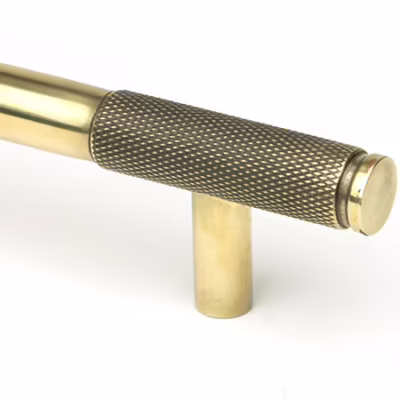 Aged Brass Half Brompton Pull Handle - Large - Image 3