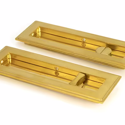 Polished Brass 175mm Art Deco Rectangular Pull - Privacy Set