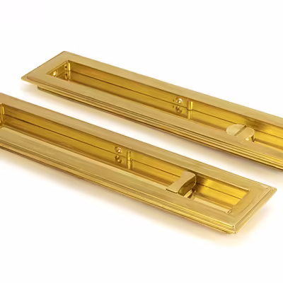 Polished Brass 250mm Art Deco Rectangular Pull - Privacy Set