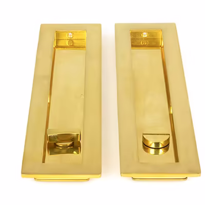 Polished Brass 250mm Plain Rectangular Pull - Privacy Set - Image 2