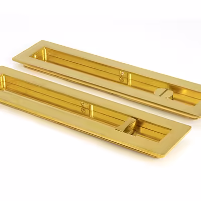 Polished Brass 250mm Plain Rectangular Pull - Privacy Set - Image 1