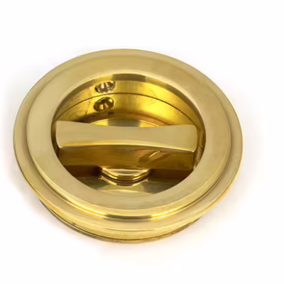 Polished Brass 60mm Art Deco Round Pull - Privacy Set - Image 3